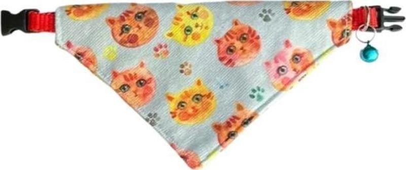 Cocopet Kedi Desenli Ayarlanabilir Fular Bandana Kedi Tasması