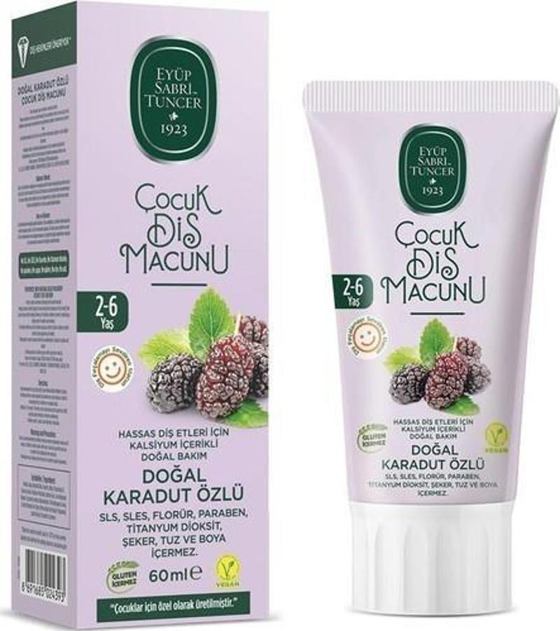 Doğal Karadut Özlü 2-6 Yaş Çocuk Diş Macunu 60 Ml