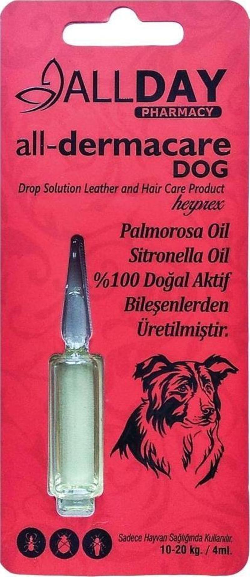 All-Dermacare Köpeki Bitkisel Dış Parazit Koruyucu 10-20 Kg 4 Ml