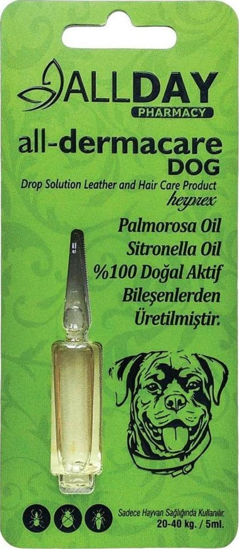 Y All-Dermacare Köpeki Bitkisel Dış Parazit Koruyucu 20-40 Kg 5 Ml