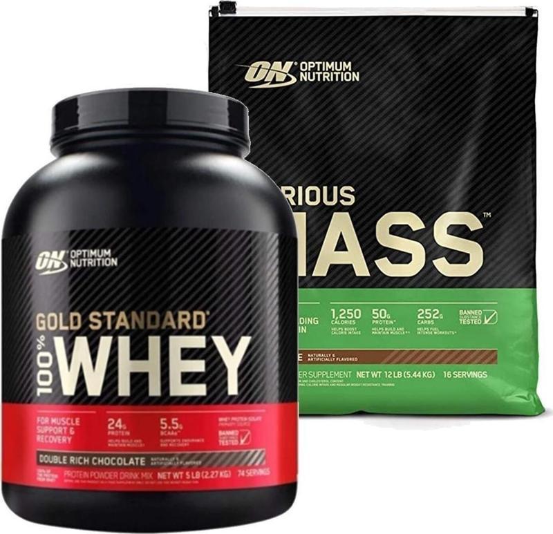 Nutrition Gold Whey Çikolatalı Protein Tozu 2273 Gr + Serious Mass 5450 Gr Çikolata