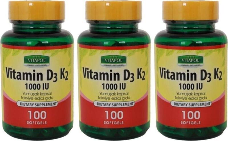 Vitamin D3 K2 100 Softgel 3 Adet