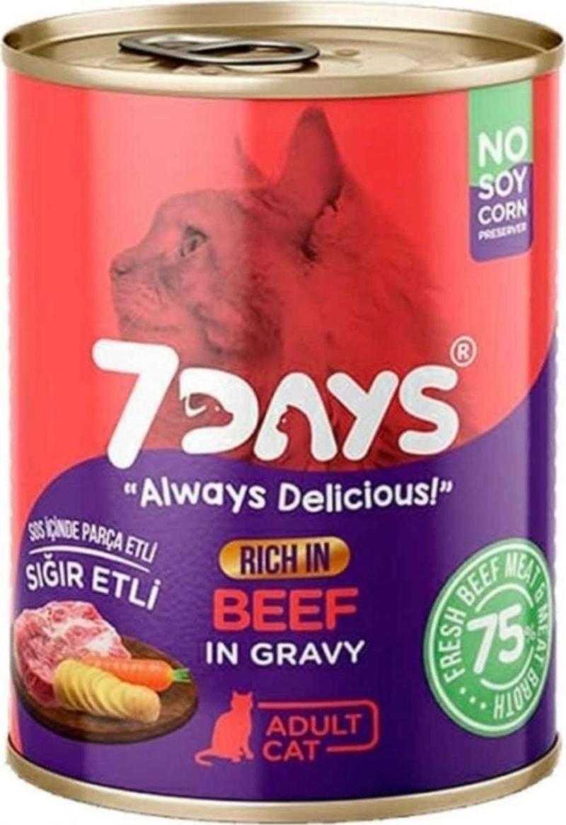 7DAYS 7 Days Sığır Etli Yetişkin Kedi Konserve 415 Gr