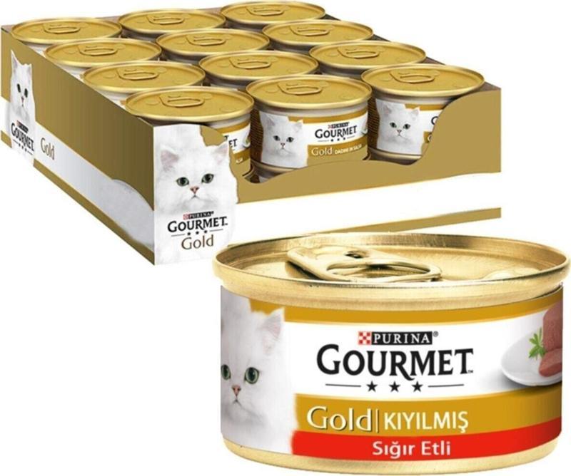 Gold Kıyılmış Sığır Etli Kedi Yaş Maması 85 Gr (12 Adet)