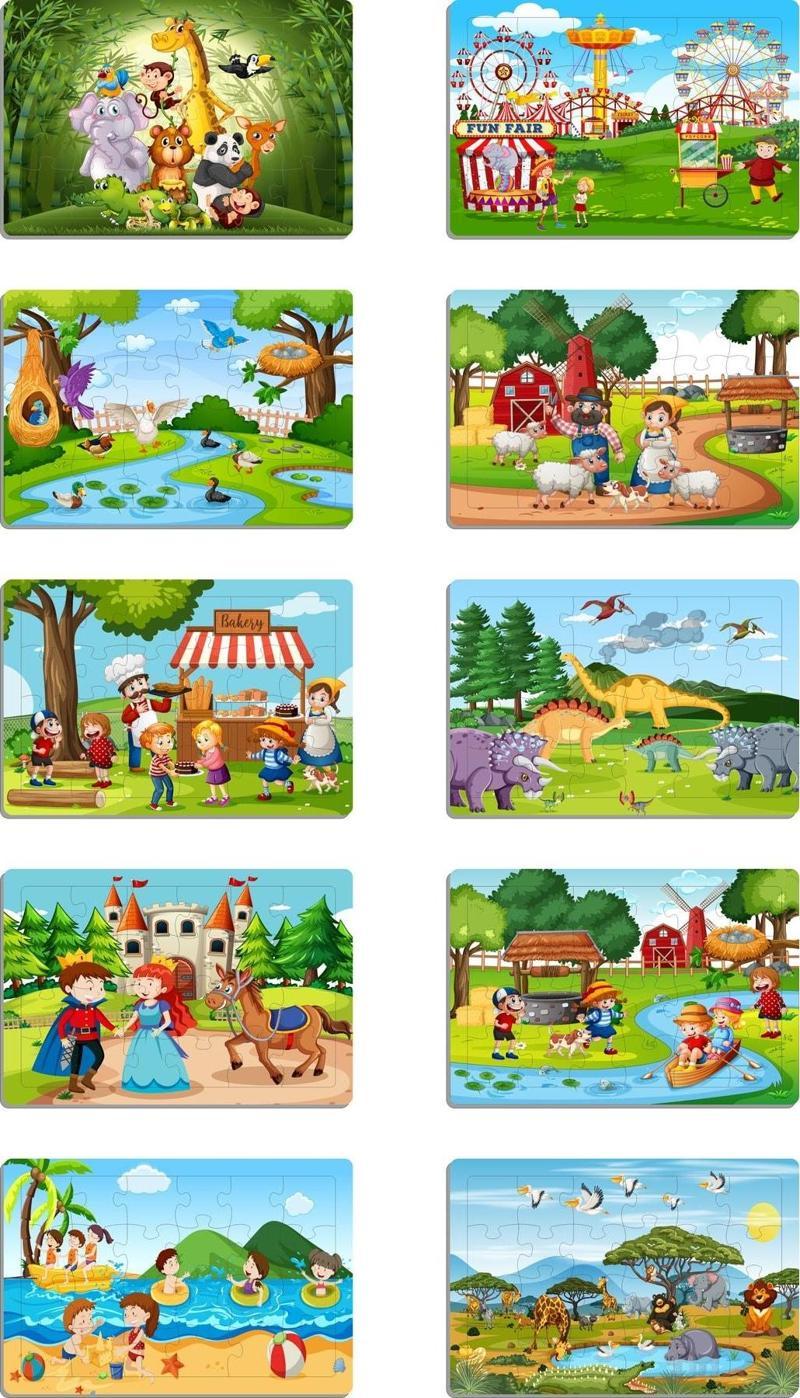 Ahşap Çocuk Yapboz Puzzle Seti 10’lu (model-1+2)