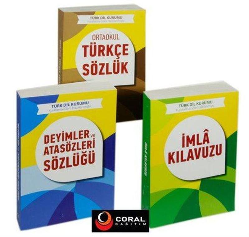 T.D.K. Uyumlu Ortaokul Türkçe Sözlük, Deyimler ve Atasözleri Sözlüğü, İmla Klavuzu Seti - 3 Kitap Ta