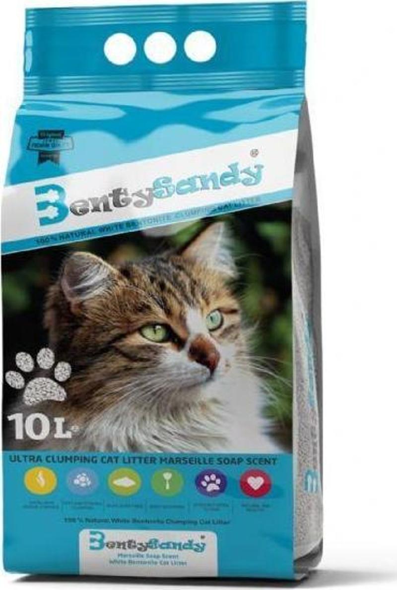 Bentysandy Marsilya Sabun Kokulu İnce Bentonit Kedi Kumu 10 Lt