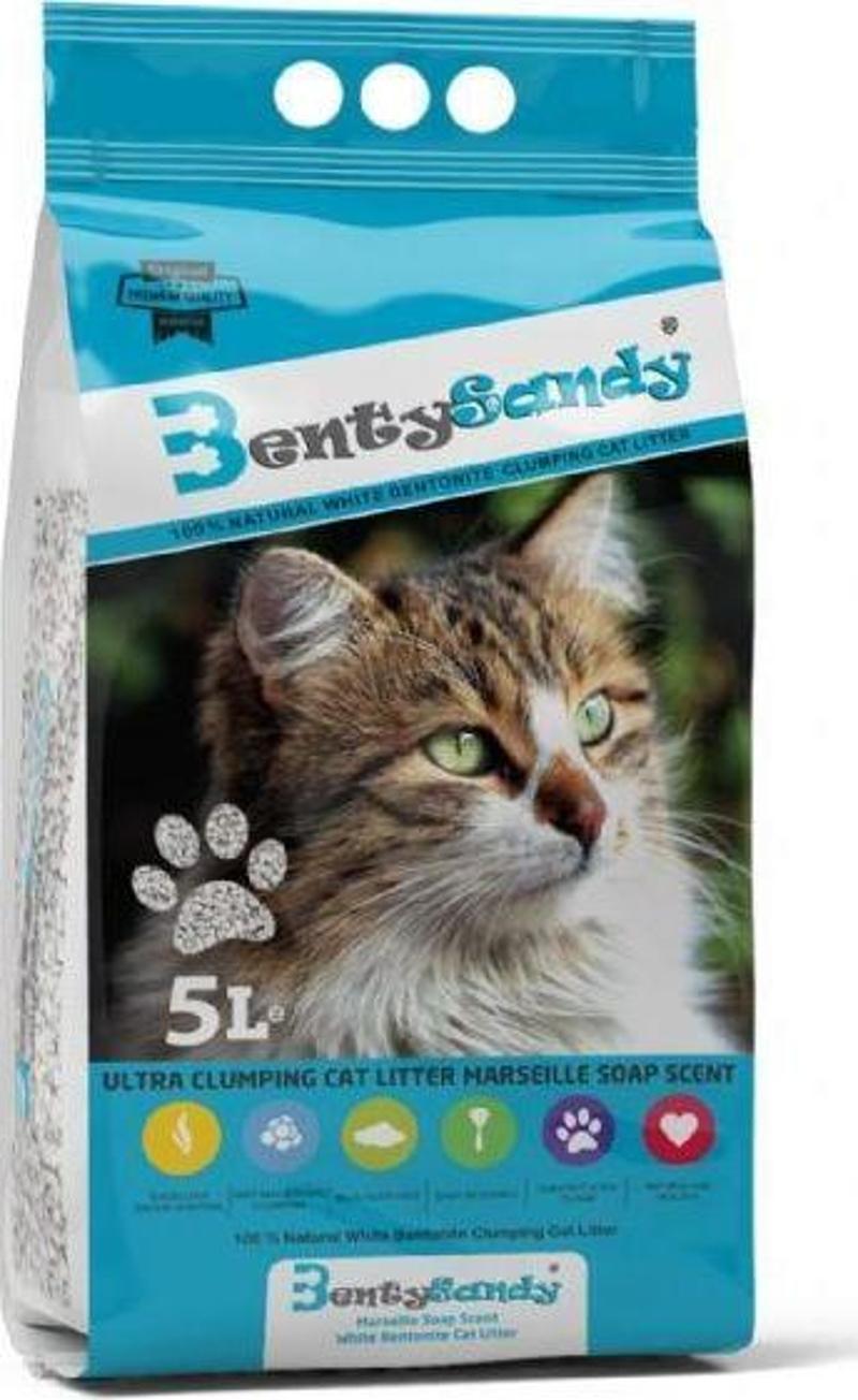 Bentysandy Marsilya Sabun Kokulu İnce Bentonit Kedi Kumu 5 Lt