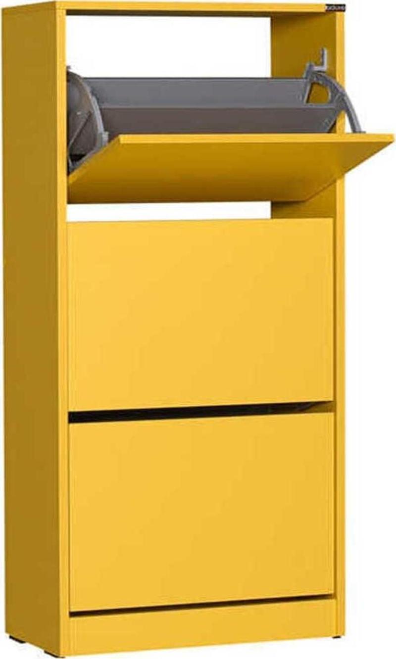 Flat Duo 3 Katlı Ayakkabılık Dolabı - Hardal