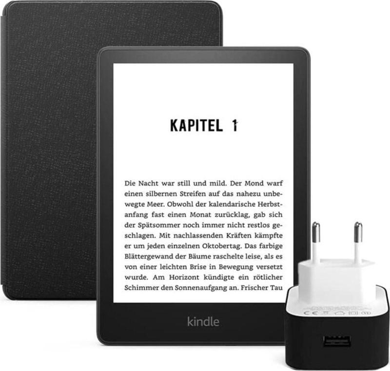 6.8" Paperwhite 5 E Kitap Okuyucu 16 Gb + Orijinal Deri Uyumlu Kılıf ve Şarj Adaptörü Reklamlı