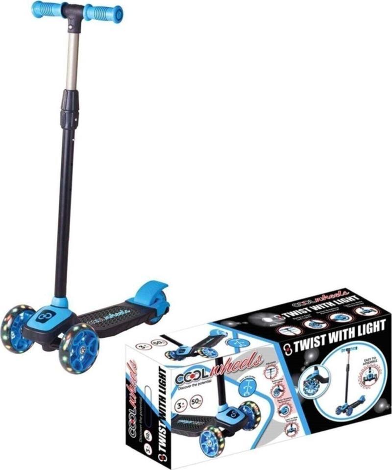 Mavi Cool Wheels Twist Led Işıklı 3 Tekerlekli Yükseklik Ayarlı Scooter