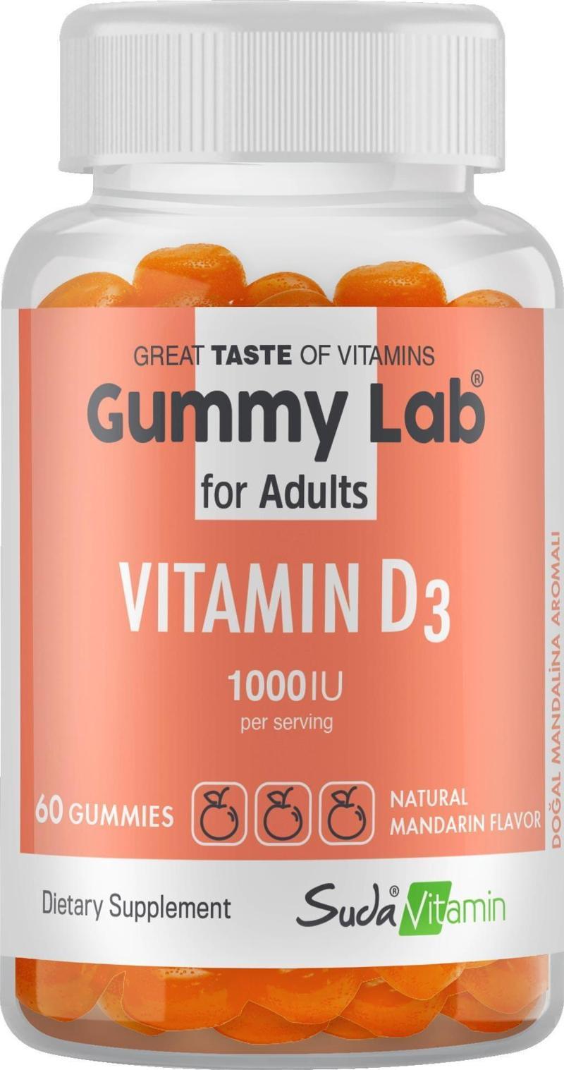 SUDA VİTAMİN GUMMY LAB VİTAMİN D3 FOR ADULTS MANDALİN AROMALI 60 GUMMİES