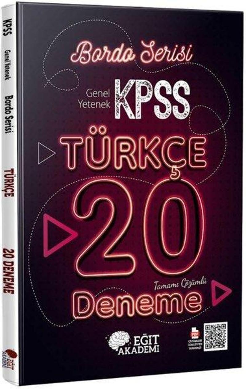 KPSS Türkçe Tamamı Çözümlü 20 Bordo Deneme