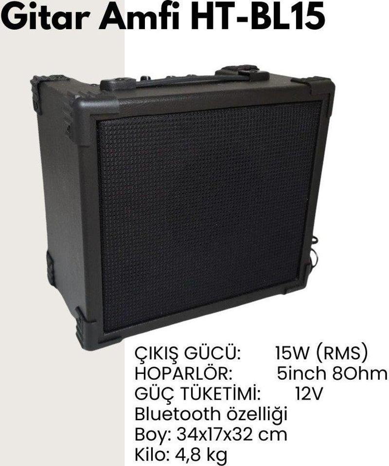 HT-15BL 15 Watt Çift Giriş Bluetooth lu Gitar Amfisi