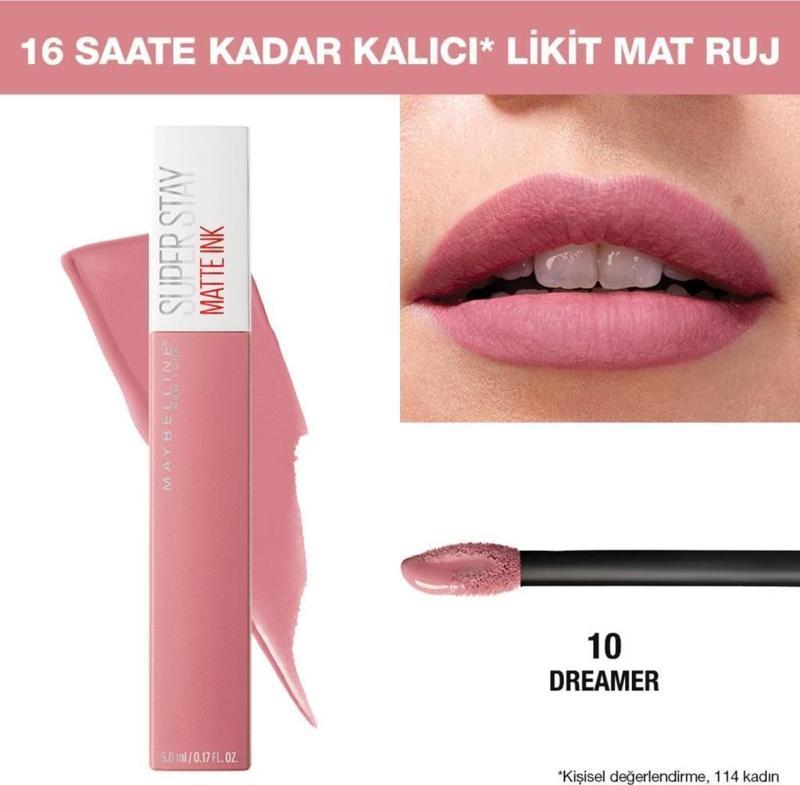 Super Stay Matte Ink Likit Mat Ruj - 10 Dreamer