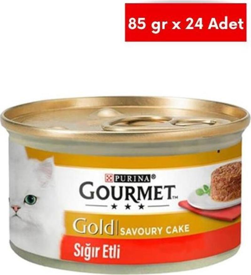 Gold Savoury Cake Sığır Etli Kedi Konservesi 85gr 24 adet