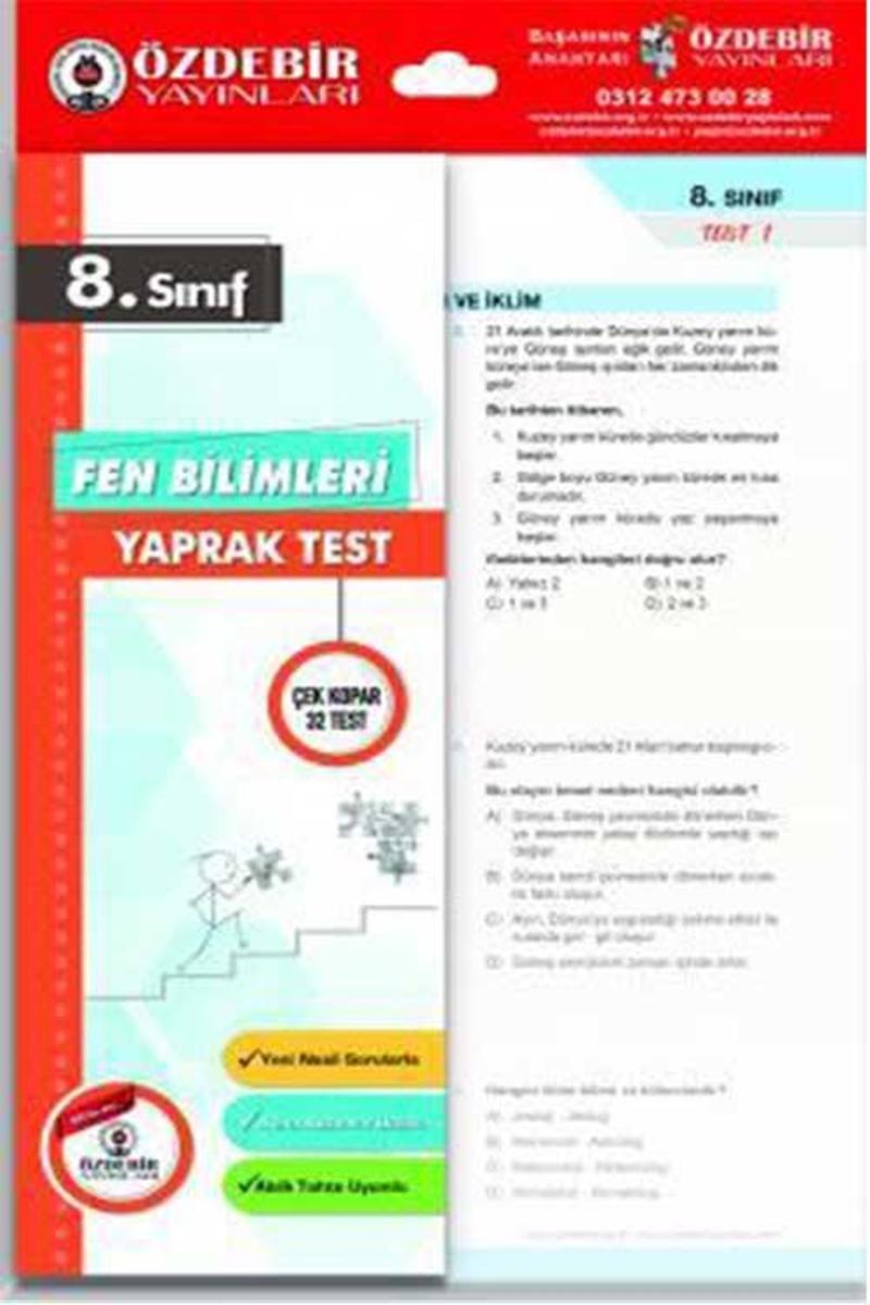 Özdebir Yayınları 8. Sınıf Fen Bilimleri Yaprak Test