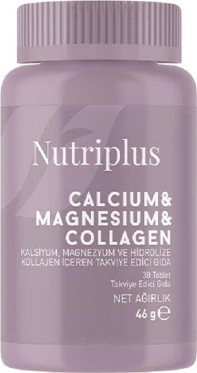 Farmasi Nutriplus Kalsiyum Magnezyum ve Hidrolize Kollajen İçeren Takviye Edici Gıda 30 Tablet