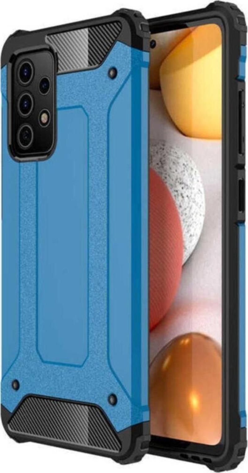 Galaxy A52 Kılıf Shockproof Slikon Zırh Mavi