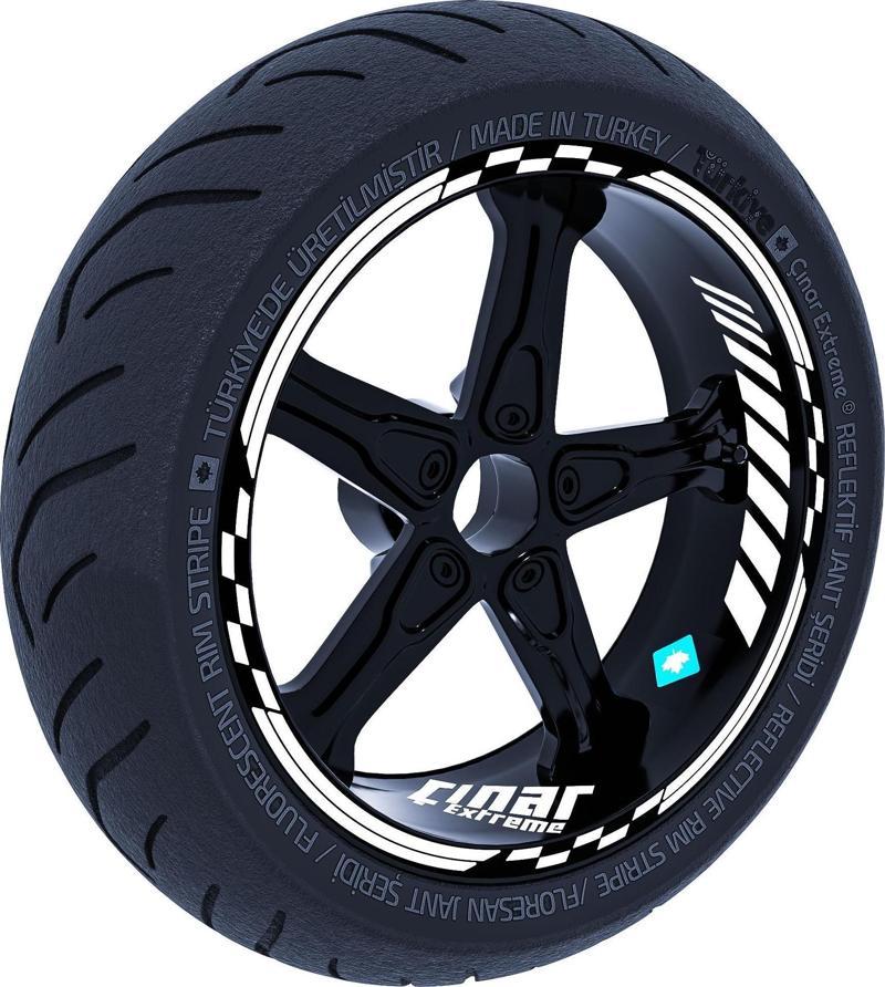 Süt Beyaz Moto GP İç Dış Jant Şeridi Takım Sticker Çınar Extreme 