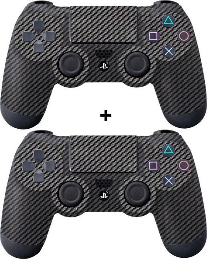 PS 4 Siyah Carbon Fiber DualShock Kol Kaplama 2 Adet Çınar Extreme 