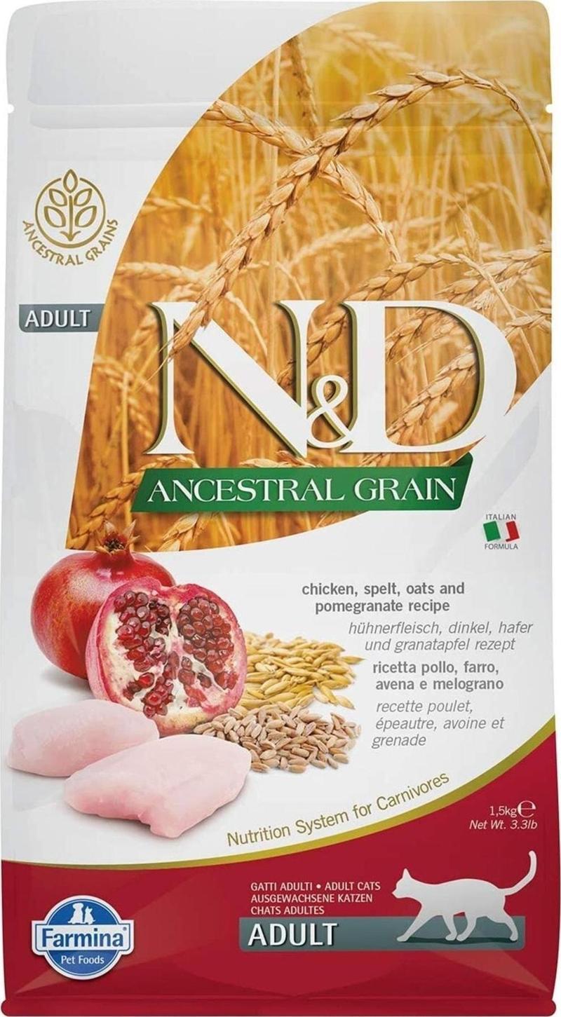 Ancestral Grain Tavuk Kılçıksız Buğday Yulaf Ve Narlı Yetişkin Kedi Maması 1.5 kg