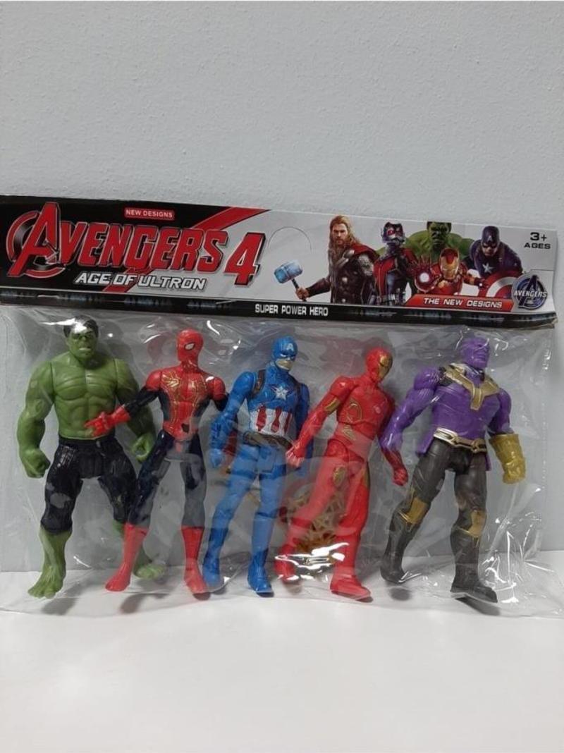 Oyuncak 5'li Süper Kahramanlar Pvc Oyun Seti 1885-5, Hulk, Spider man, Captain America, Iron man, Thanos Set