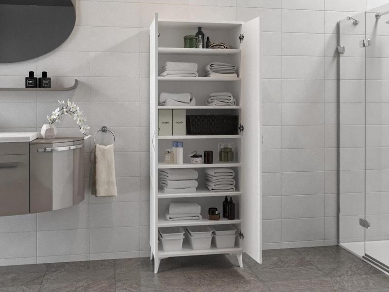 %100 Mdf Marmara 8 Bölmeli Çok Amaçlı Banyo Dolabı Beyaz