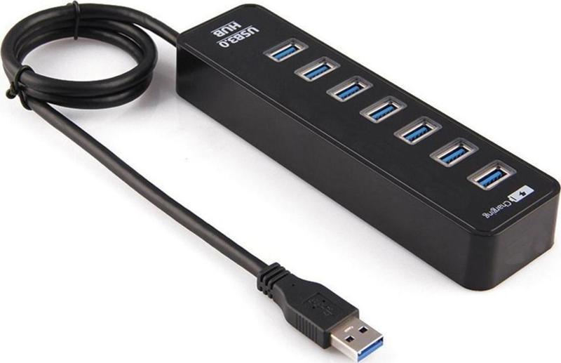 7 Port Usb 3.0 Hub 1 Metre Kablolu Çoklayıcı Çoğaltıcı Switch Splitter Siyah