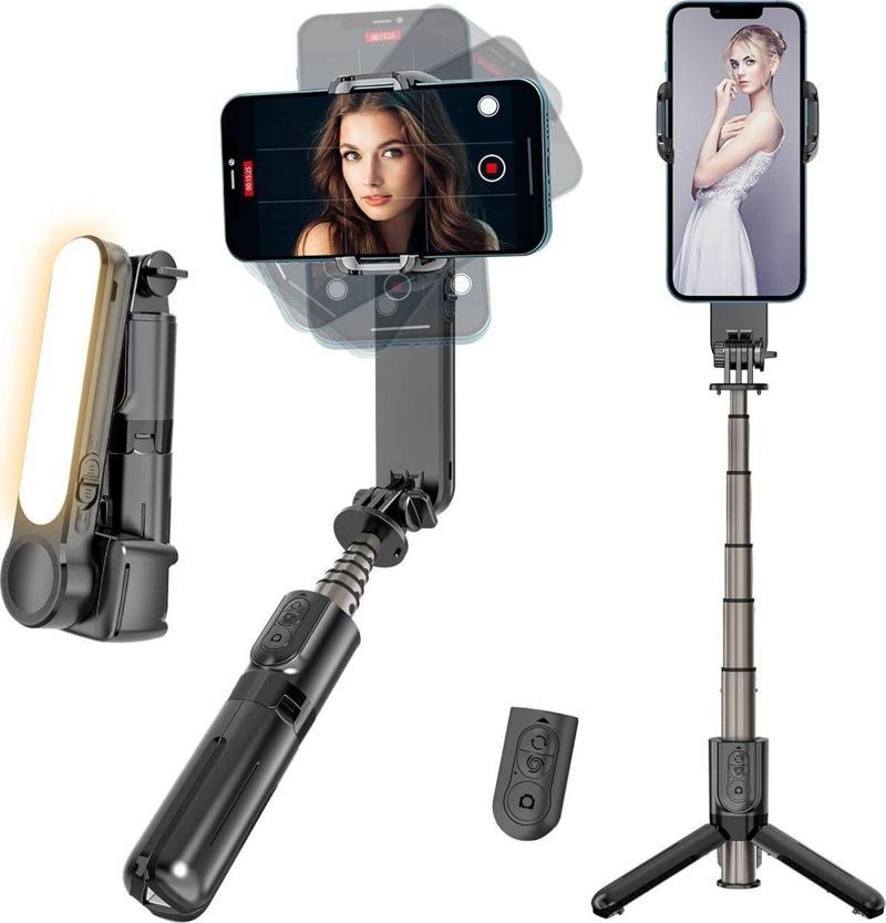 Akıllı Telefonlar İçin Gimbal Stabilizator Işıklı 360 Derece Video Kaydı Sabitleyici L09mini