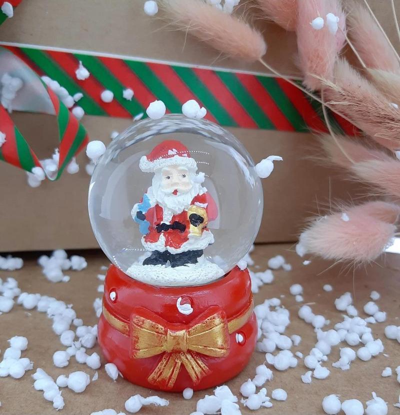 Noel Baba Cam Küre Masaüstü Aydınlatma Dekoratif Yılbaşı Doğum Günü Özel Tasarım 6cm x 4cm No:9