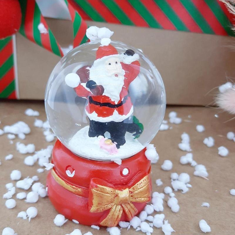 Noel Baba Cam Küre Masaüstü Aydınlatma Dekoratif Yılbaşı Doğum Günü Özel Tasarım 6cm x 4cm No:2