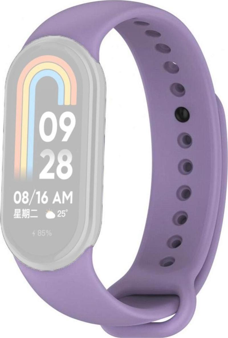 Xiaomi Mi Band 8 Ile Uyumlu Akıllı Bileklik Kayışı Kaliteli Termoplastik Kordon Lila