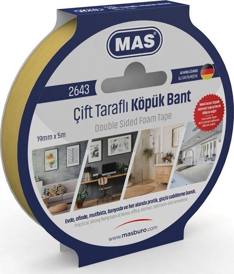 ÇİFT TARAFLI KÖPÜK BANT 19MM X 5M 2643