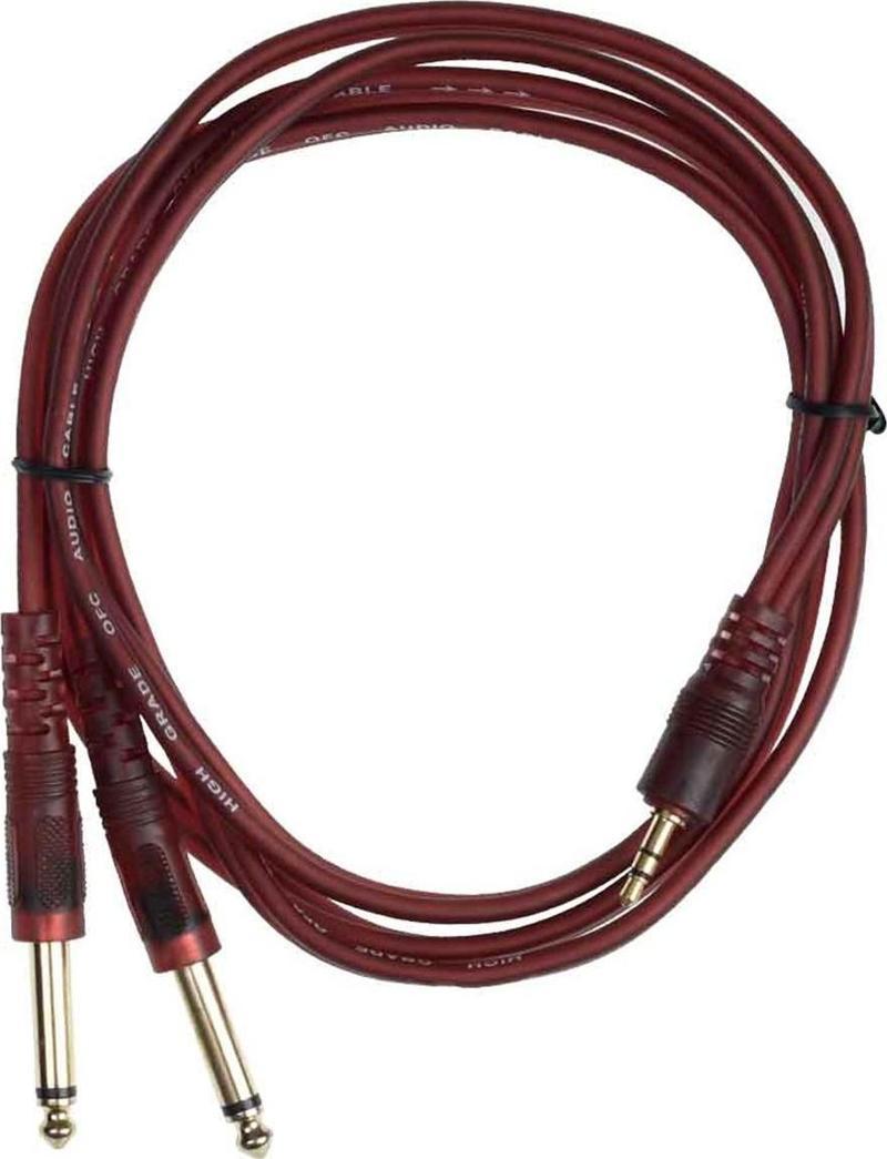 MR-600 SİLİKONLU 3.5 MM STEREO 2 X 6,3 MM 1,5 METRE MONO ERKEK JAK PC AMFİ KABLOSU