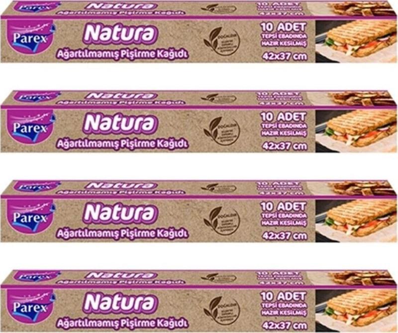 Natura 4 Adet Ağartılmamış Organik Hazır Kesilmiş Pişirme Kağıdı 10'lu