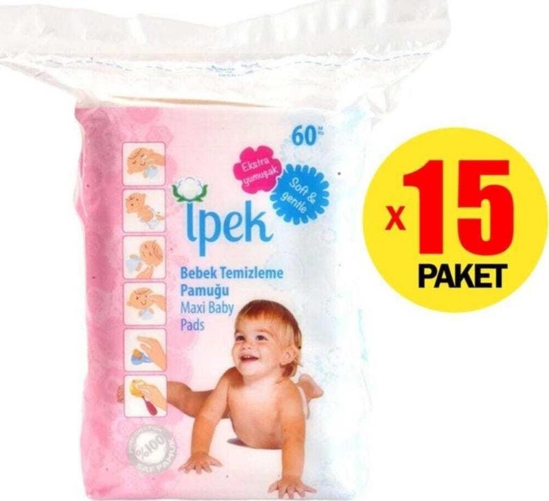 Maxi 60'lı 15 Paket Bebek Temizleme Pamuğu