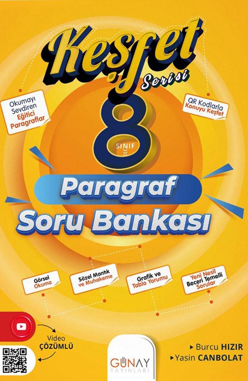 Günay Yayınları 8.Sınıf Paragraf Keşfet Serisi Soru Bankası