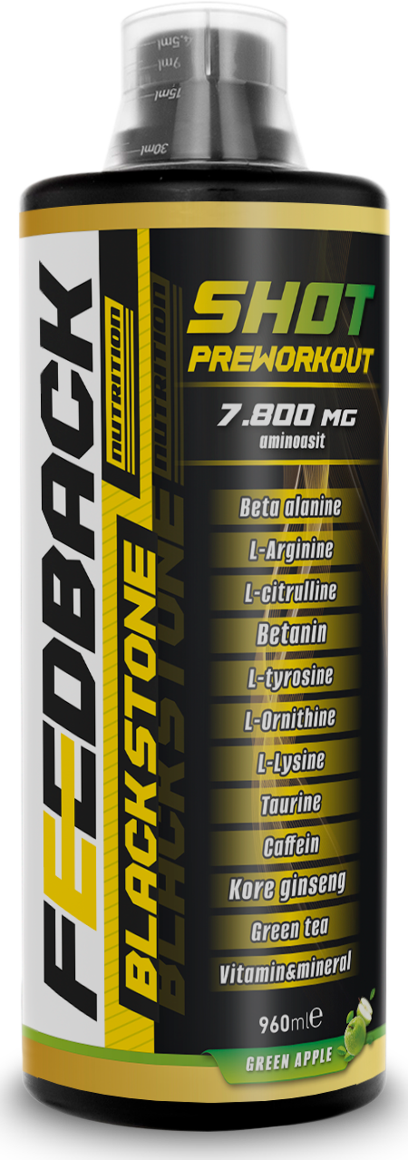 Black Stone Pre-Workout 960 Ml 32 Servis Yeşil Elma Aromalı