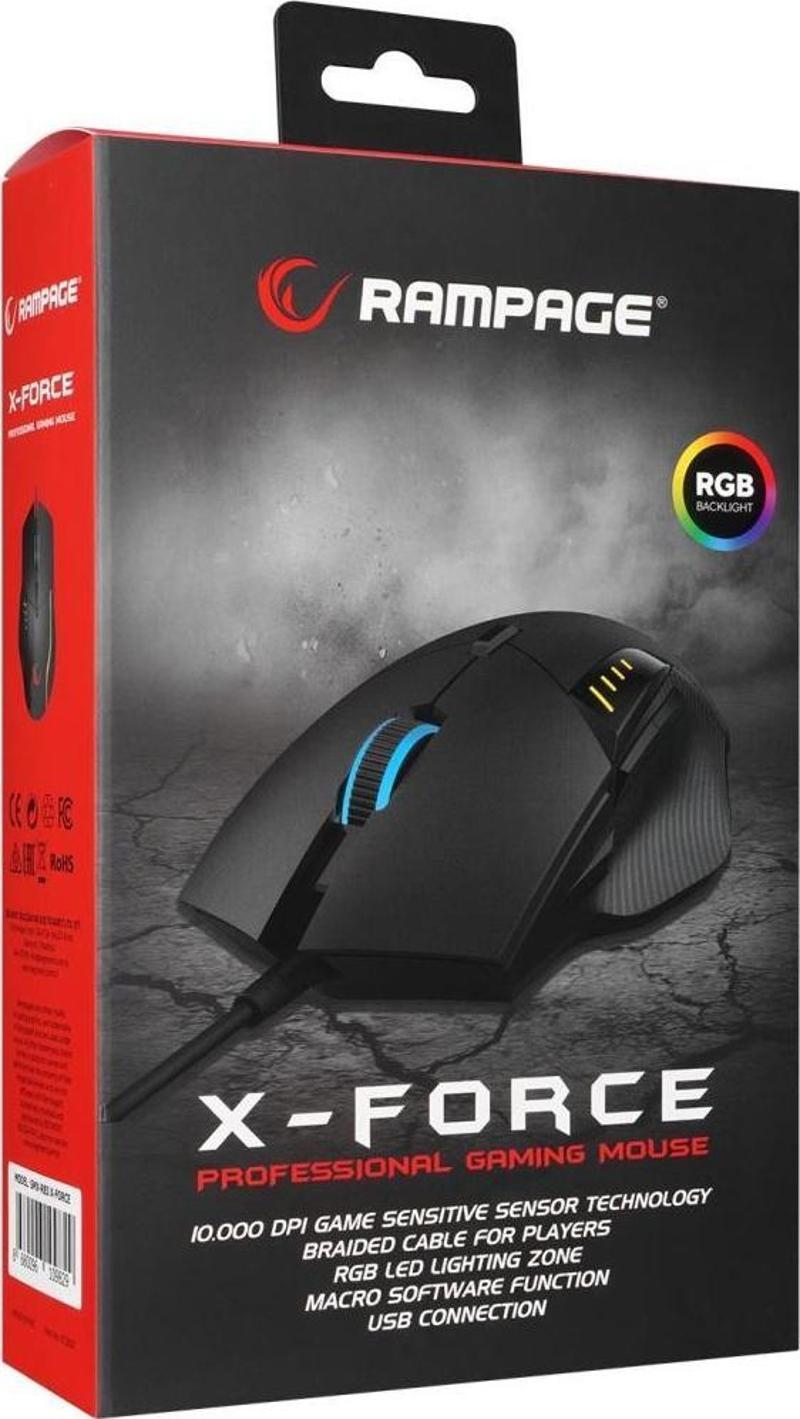 SMX-R83 X-FORCE Usb Siyah 10000 dpi RGB Aydınlatmalı Gaming Oyuncu Mouse