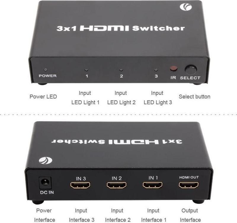 DD433 3-1 Port 1.4V 3D Metal Hdmi Switch