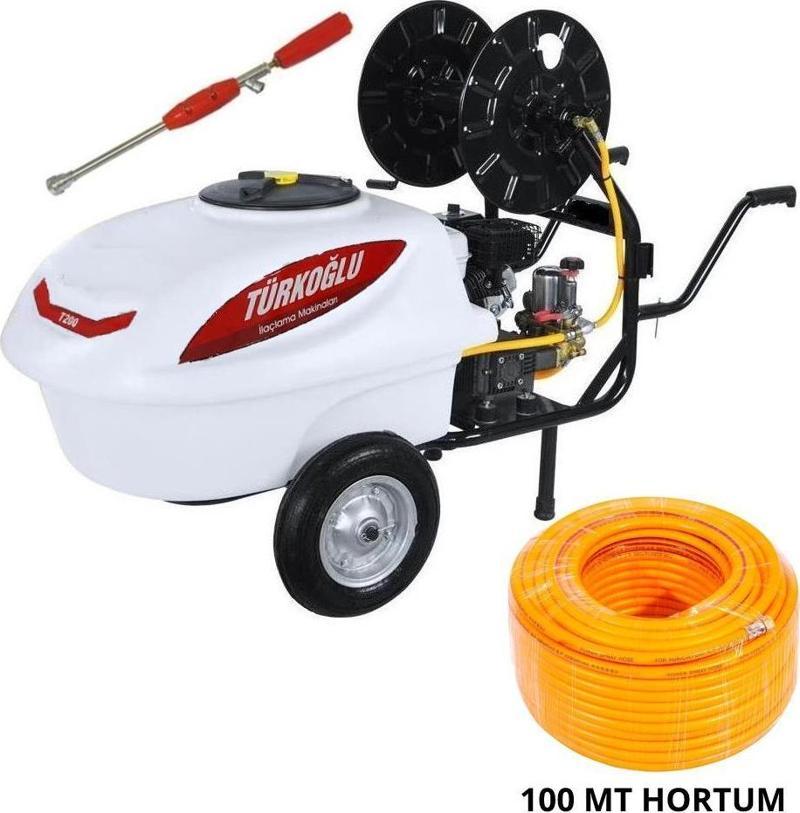 T200B Benzinli İlaçlama Makinası 200 Lt + 100 mt Hortum