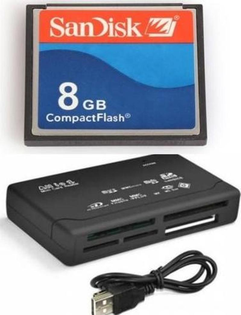 8 GB COMPACT  FLASH  HAFIZA KARTI - USB 2.0  CF KART OKUYUCU