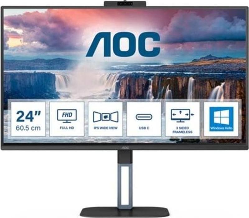 23.8" IPS 24V5CW/BK 1MS 75HZ HDM-DP USB-C PIVOT WEB KAMERALI İŞ MONİTÖRÜ