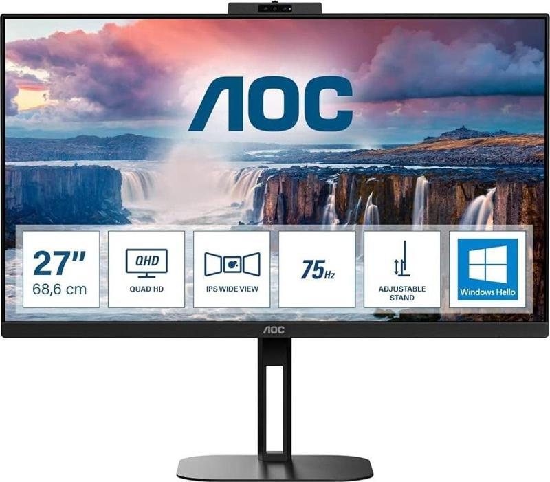 27" IPS Q27V5CW/BK 1MS 75HZ HDM-DP WEB KAMERALI PIVOT İŞ MONİTÖRÜ