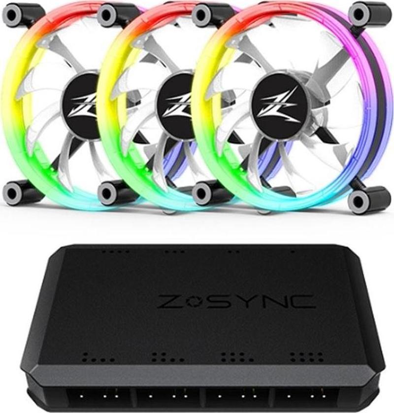 ZM-SF120A3 Yüksek Performanslı Adreslenebilir RGB Soğutma 3-adet 120mm Kasa Fanı