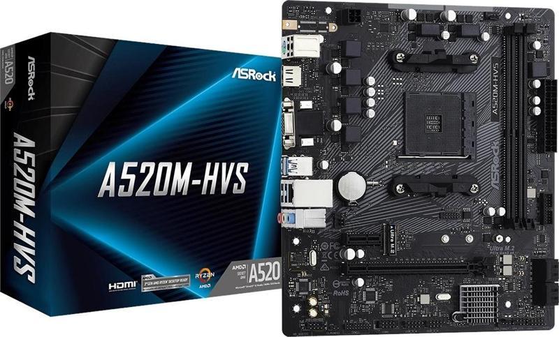 A520M-HVS DDR4 HDMI PCIe 16X v4.0 AM4 mATX