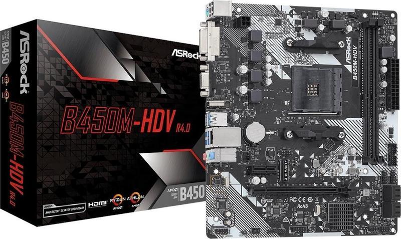 B450M-HDV R4.0 DDR4 HDMI DVI PCIe 16X v4.0 AM4 mATX