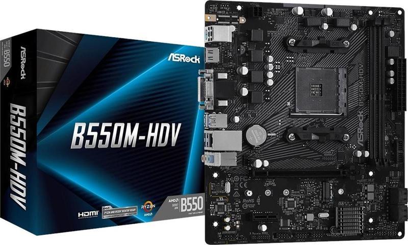 B550M-HDV DDR4 HDMI DVI PCIe 16X v4.0 AM4 mATX