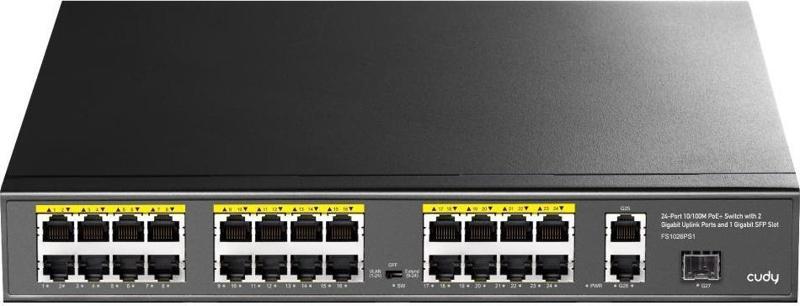 24port FS1026PS1 10/100 2X-SFP Full PoE 300w Yönetilemez Switch